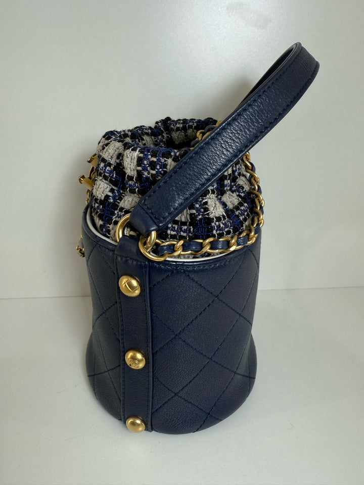 Chanel Small Tweed Bucket Bag Gold hardware Designer Bag