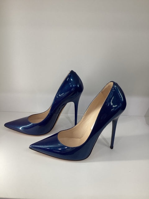 Sz 39 Jimmy Choo Metallic Navy High Heels Pumps Shoes