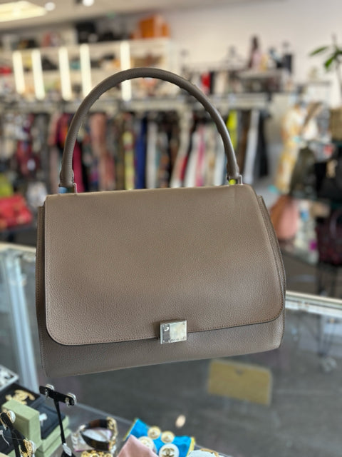 Celine Leather Taupe Large Hand Bag