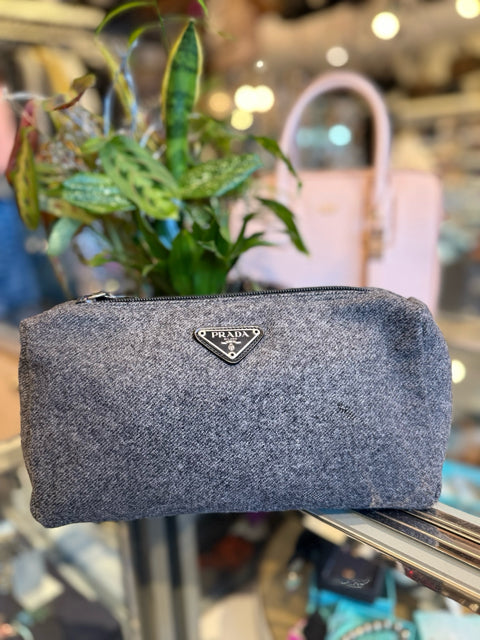 Prada Vintage Vanity Case Accessory Make Up Bag Fabric