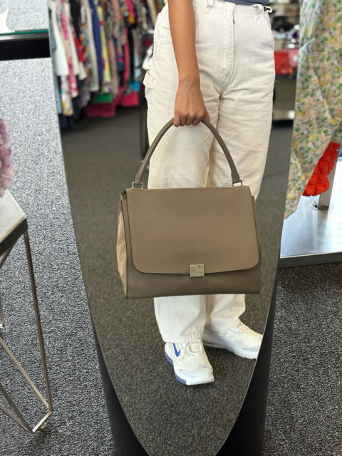 Celine Leather Taupe Large Hand Bag