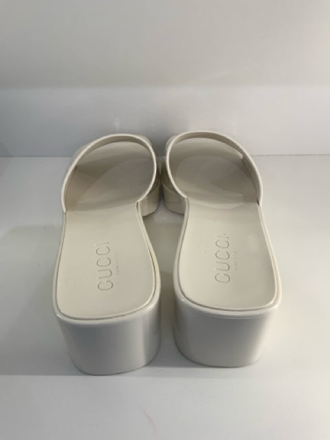 NIB Gucci Ruber Slides w/ Block Heel Sz 39 Designer Shoes