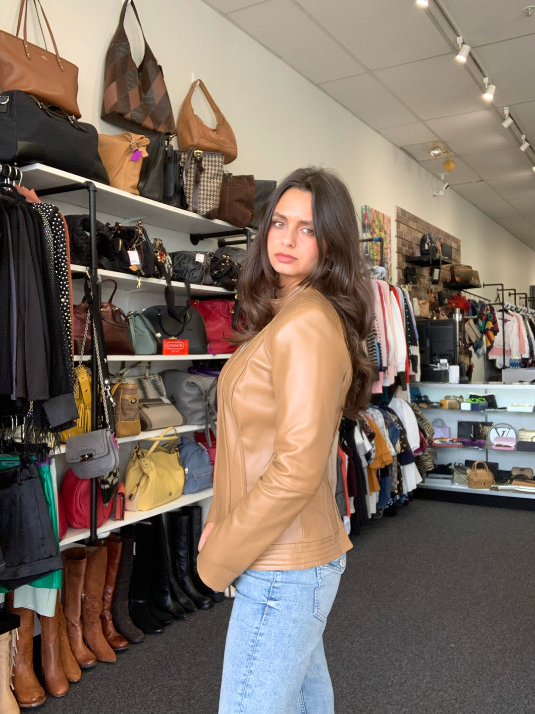 GILI Moto Leather Camel Jacket Size 4