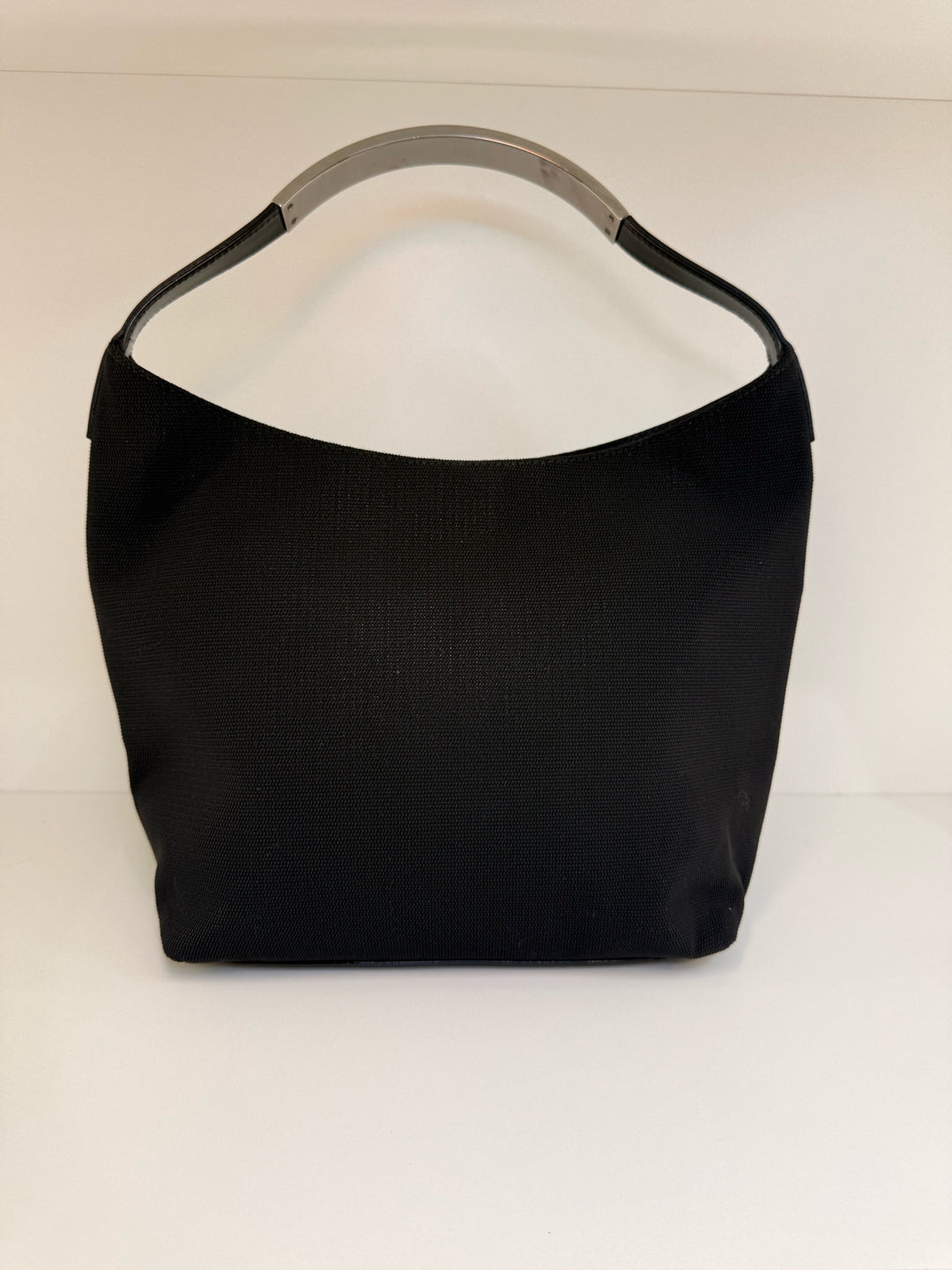 Vintage Gucci Microfiber Metal Handle Shoulder Designer Bag