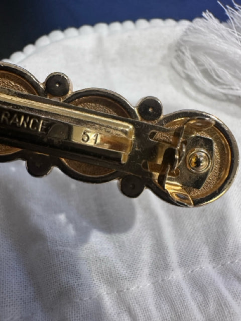 Vintage Dior Gold Tone 5 Station CD 8 Crystal Hair Clip Jewelry