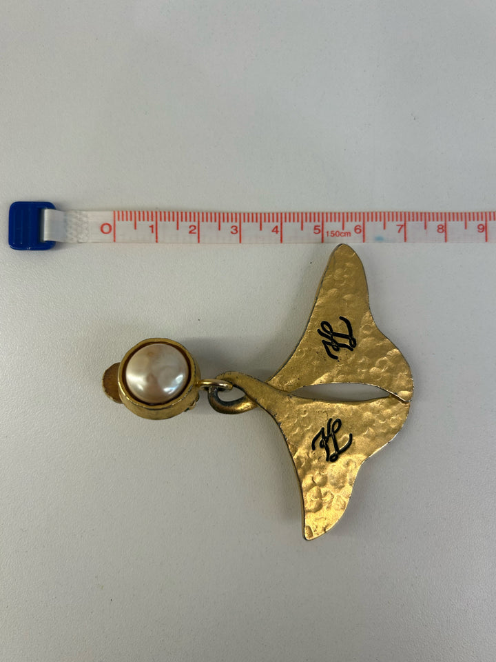Vintage Karl Lagerfeld Gold Whale Tails Earrings