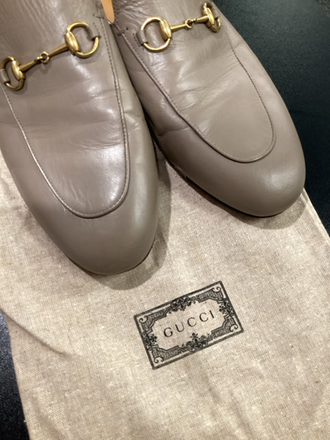 Pre Owned Gucci Sz 40.5 Tan Princeton Designer Mules Shoes Slides