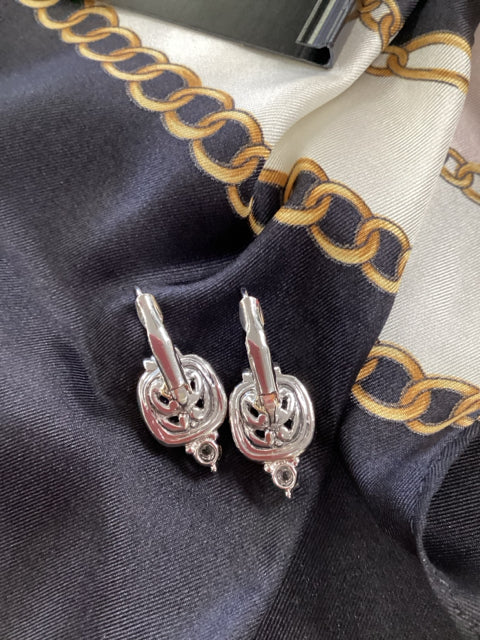 Pre Owned John Medeiros Gold and Amethyst/CZ Earrings w/ Clip Back