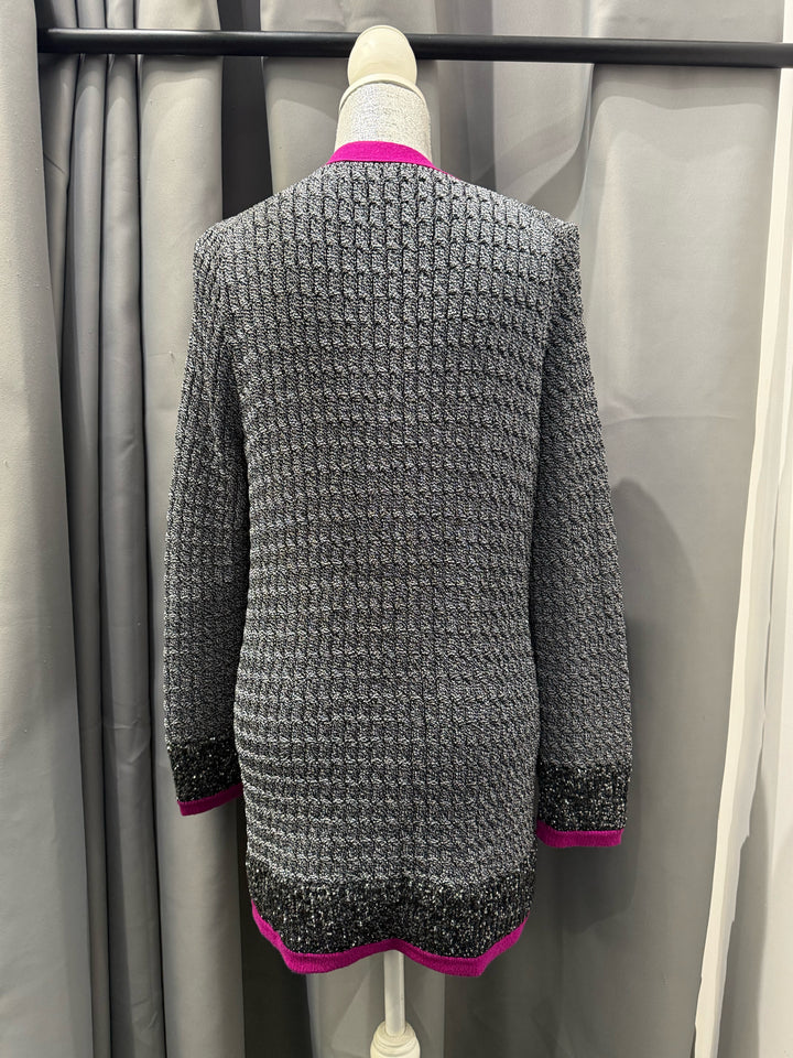 Chanel Metallic V-Neck CC Buttons Cardigan Size 38