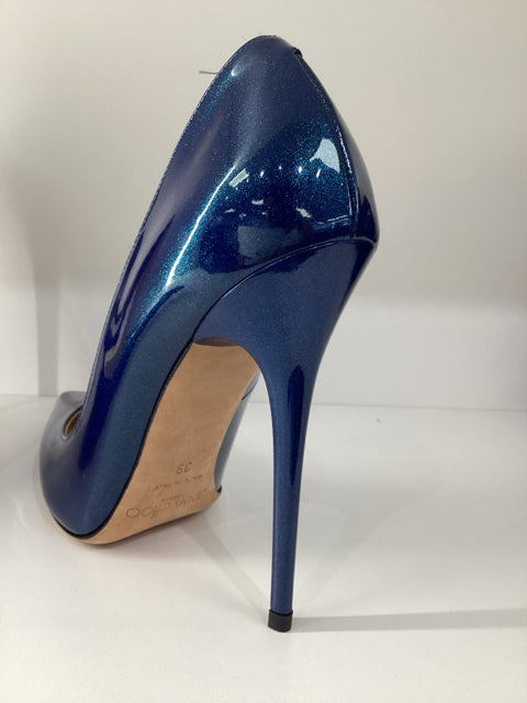 Sz 39 Jimmy Choo Metallic Navy High Heels Pumps Shoes