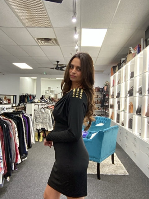 BCBG Sz S Black w Studs Dress