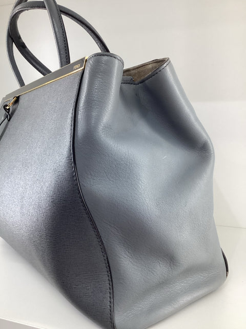 Fendi Grey 2 Jours Leather Tote Shoulder Bag