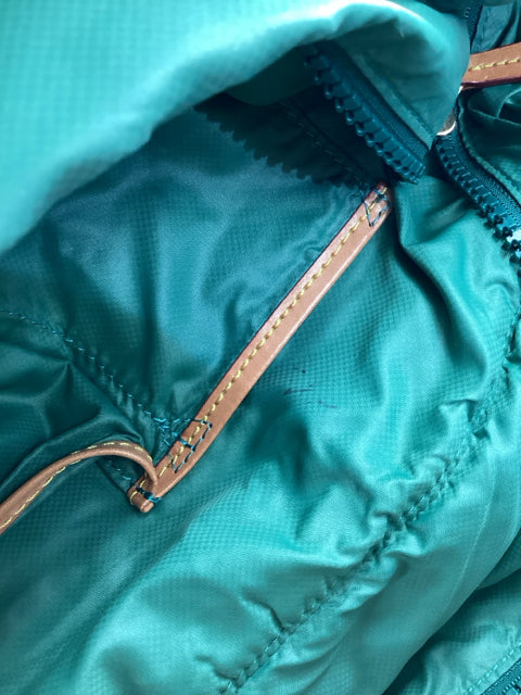 Pre Owned Mz Wallace Nylon Green/Blue X LARGE 2 Strap Quilted Tote Bag