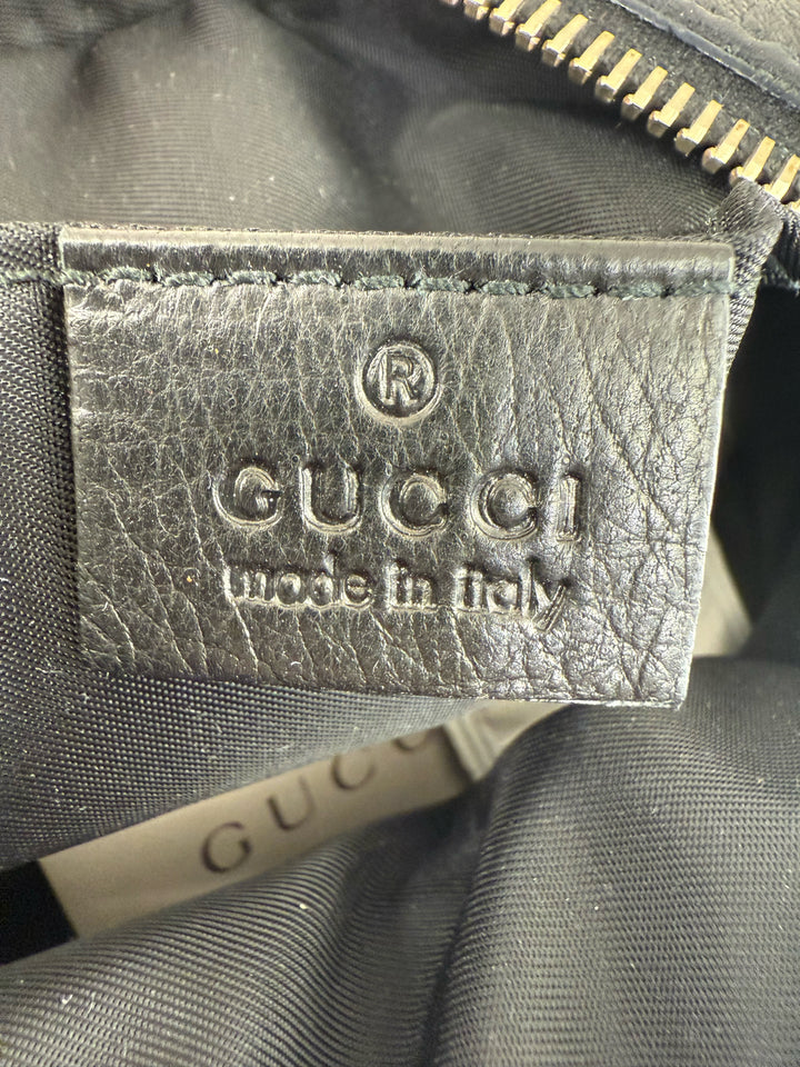Gucci Bamboo Pull Small Pebbled Leather Pouch Bag