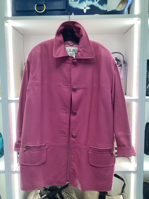 Laurel Sz 36 Pink Leather Car Coat Jacket