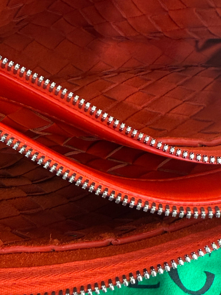 Bottega Veneta Intreciato Cross Nody Double Zip Designer Bag