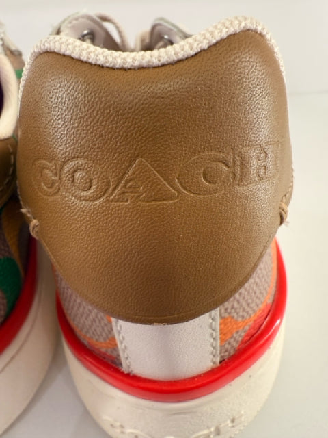 Pre Owned Coach Sz 6 lace up multicolor coated canvas sneakers