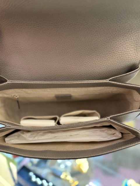 Gucci Leather Grey w/ Top Handle & Dustbag Designer Bag