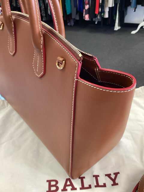 Bally Camel Brown Leather Tote Bag