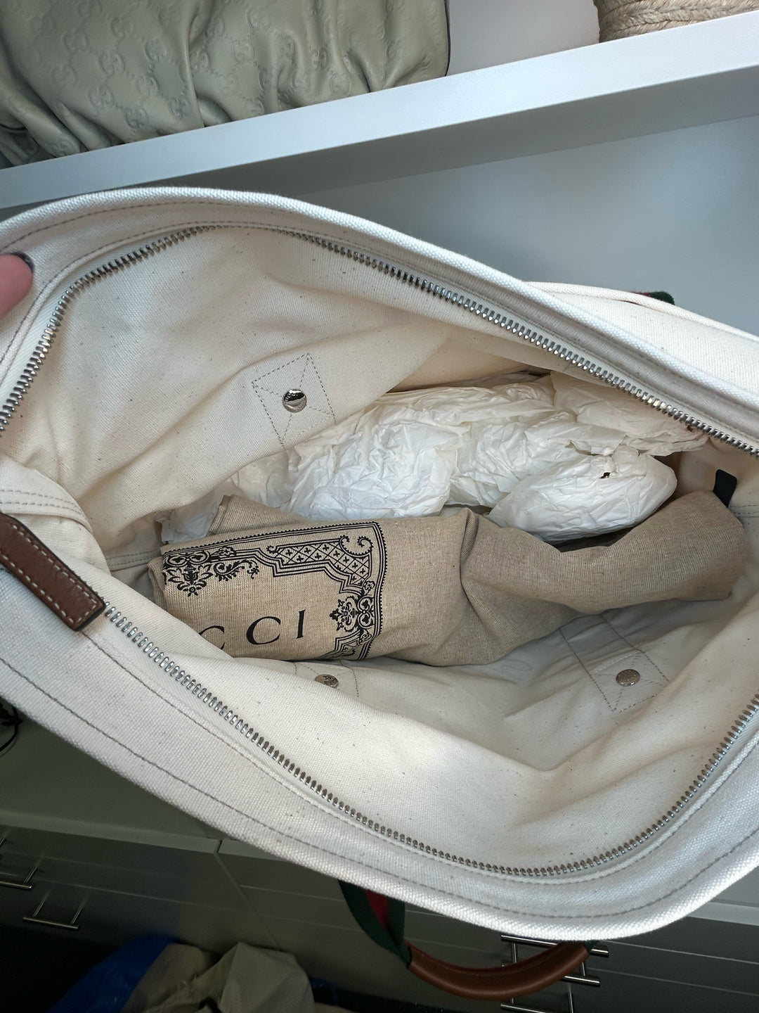 Gucci Moitessier Crest Large Canvas Tot Designer