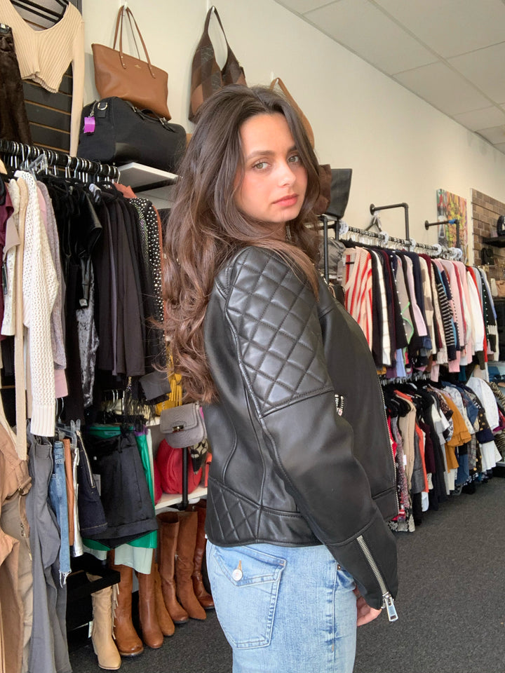 Reiss Jacket Black Leather Size 4