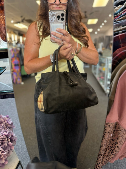 Burberry Black Designer Bag w/ Horn Closure