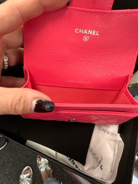 Chanel Fuschia Caviar Cards Cases Full Set