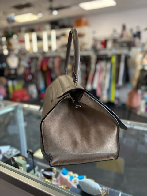 Celine Leather Taupe Large Hand Bag
