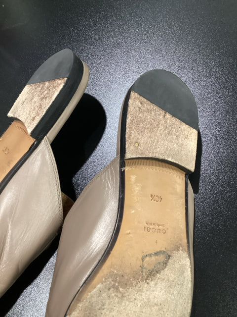 Pre Owned Gucci Sz 40.5 Tan Princeton Designer Mules Shoes Slides