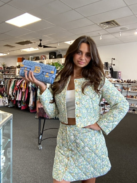 J Crew Sz 2 Green Floral Print Piece Set