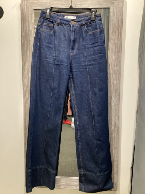 Zara Sz 4 Dark Wash Wide Leg Jeans