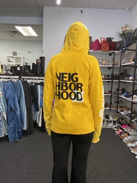 Pre Loved Free City Sz M Yellow Hooded Sweatshirt "Sending Light" Sweatshirt.
