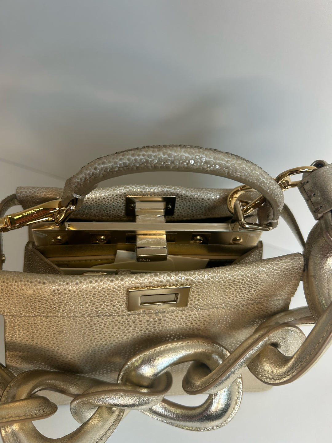 Fendi Petite 2025 Peekaboo Stingray Designer Bag