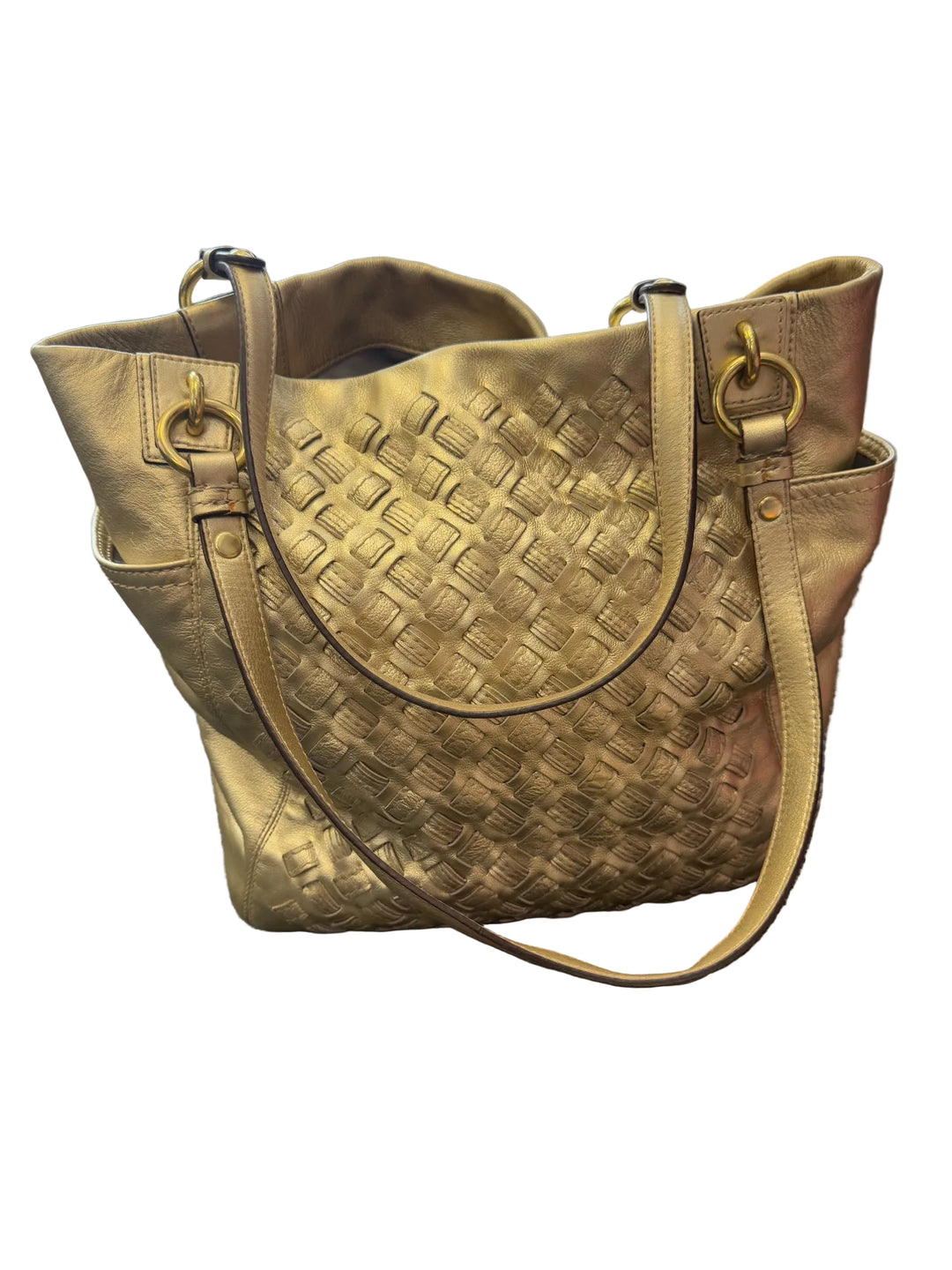 Coach Basket Weave Design w/side Pockets Tote Bag