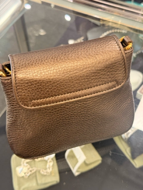 Pre Owned Gucci Pebbled Metallic Bronze Designer Bag W/ Dustbag