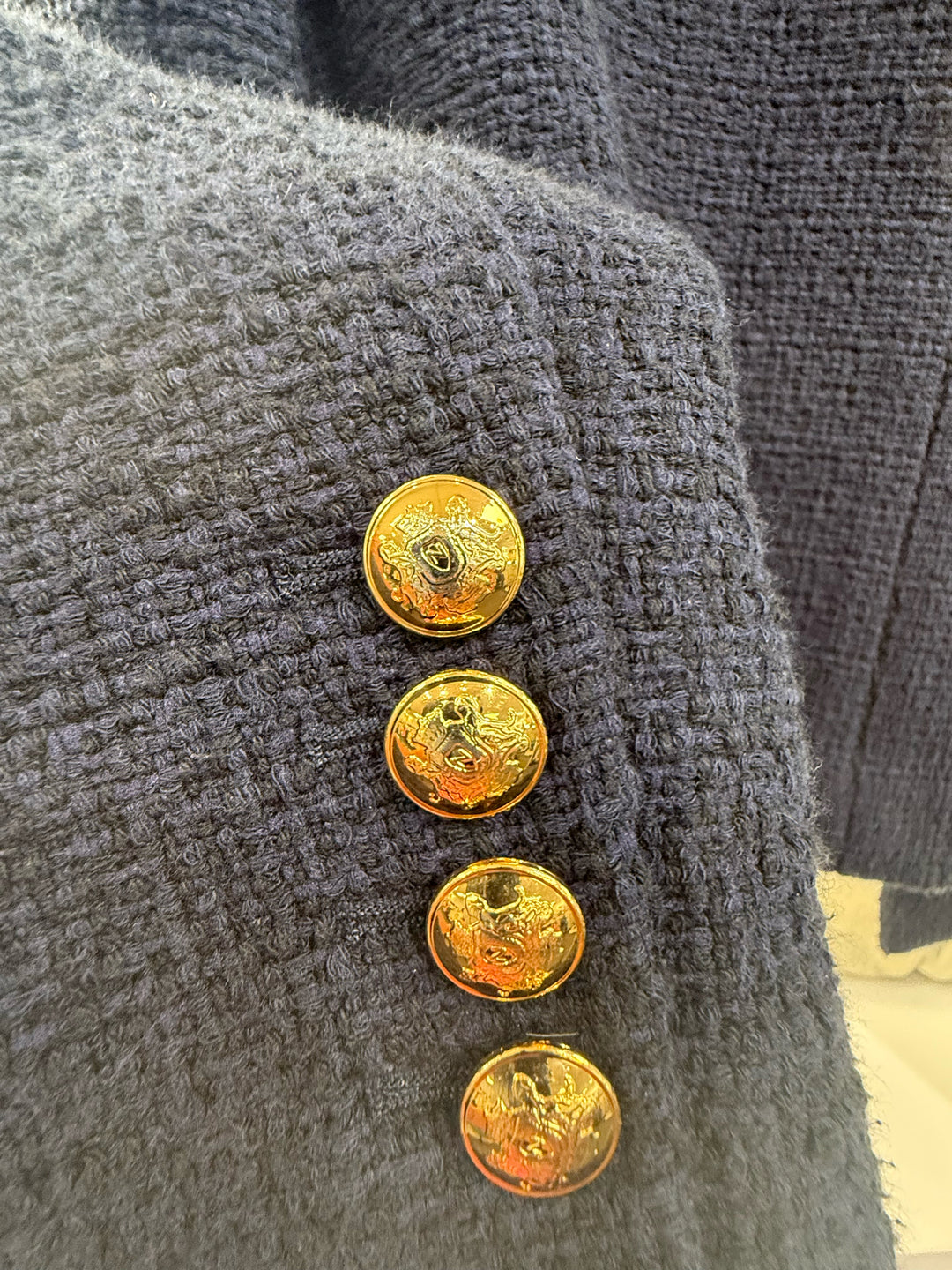 NILI LOTAN Single Breasted Tweed w/gold Buttons Blazer Sz 4