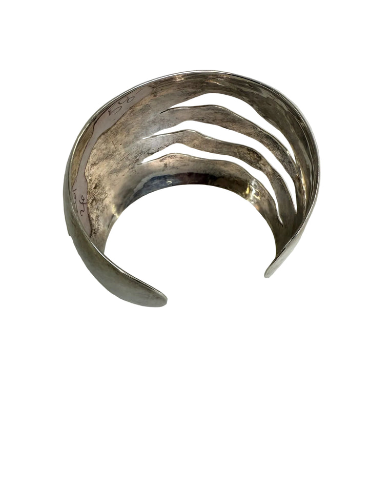 Sterling Silver Cuff with 3 Wave Cutouts Bracelet