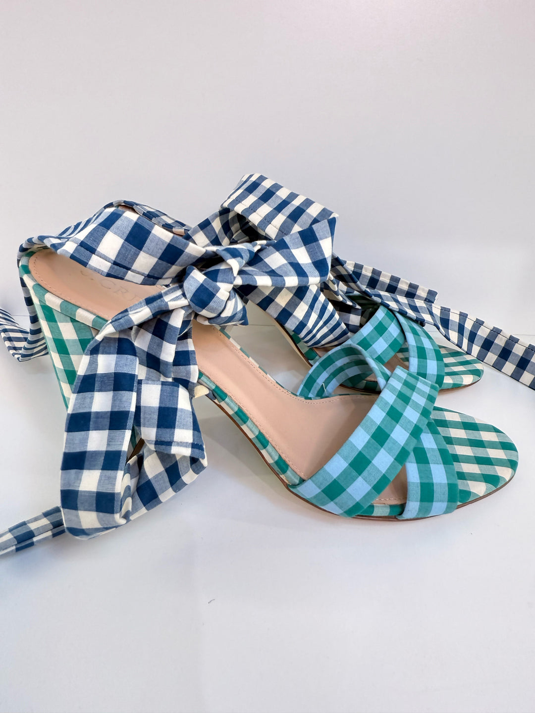 J Crew Mixed Gingham Sandals Sz 9
