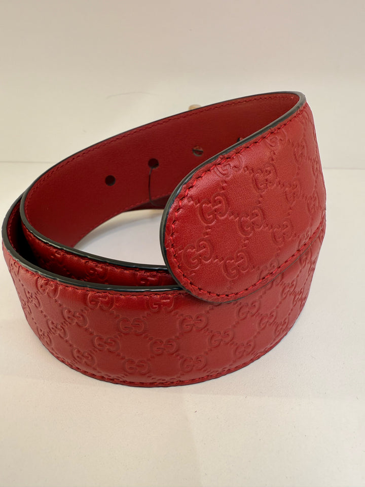 New Gucci Red Guccissima Belt sz 80