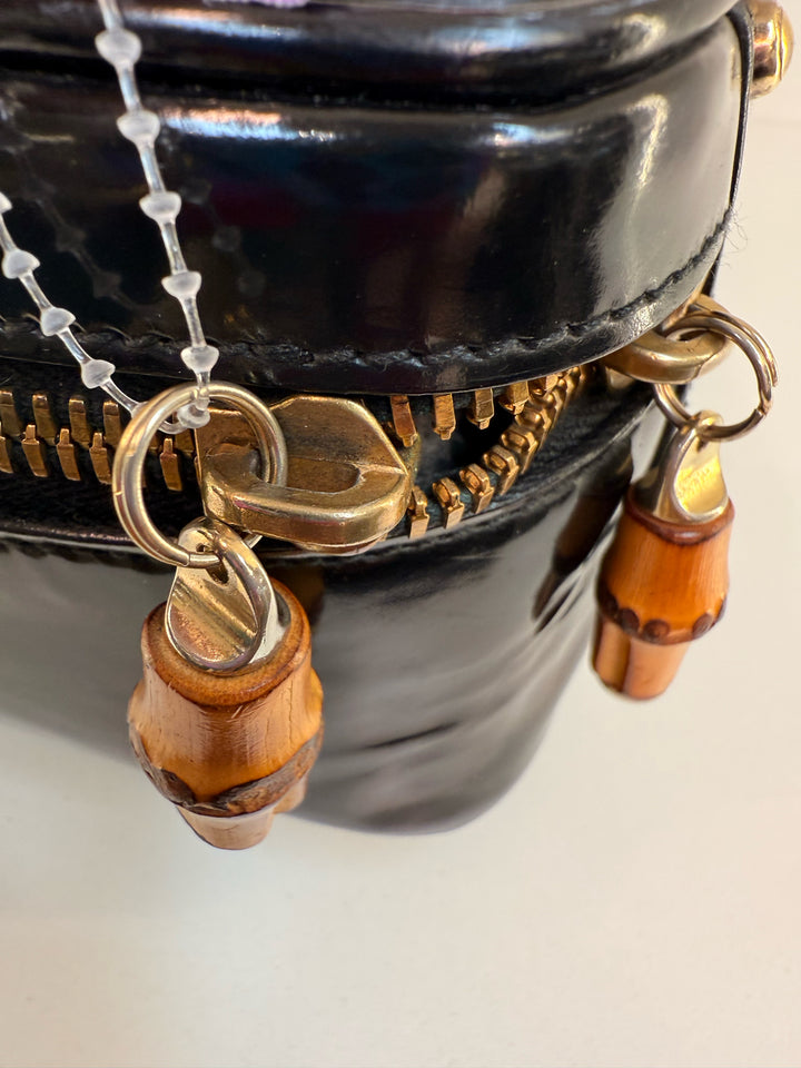 Gucci Vintage Lunch Box Style Bamboo Zipper Pulls