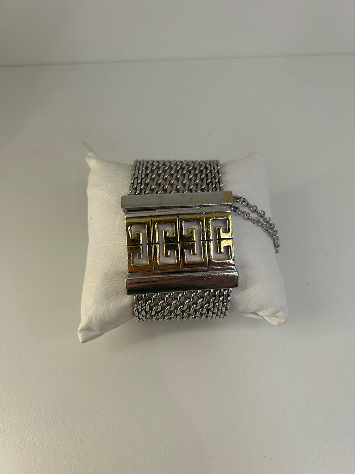 Vintage Givenchy 1.5" Mesh 2 Tone Bracelet