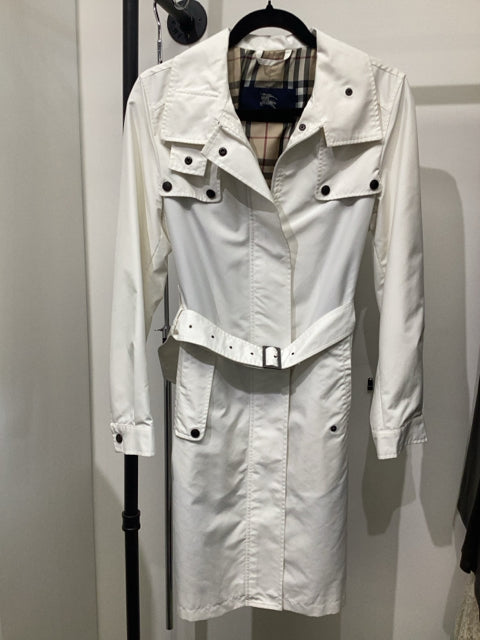 Burberry Sz S White Lightweight Raincoat Trench Coat