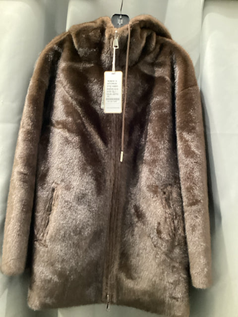 NWT Reversible Faux & Leather With Hood Coat Jacket. Sz L