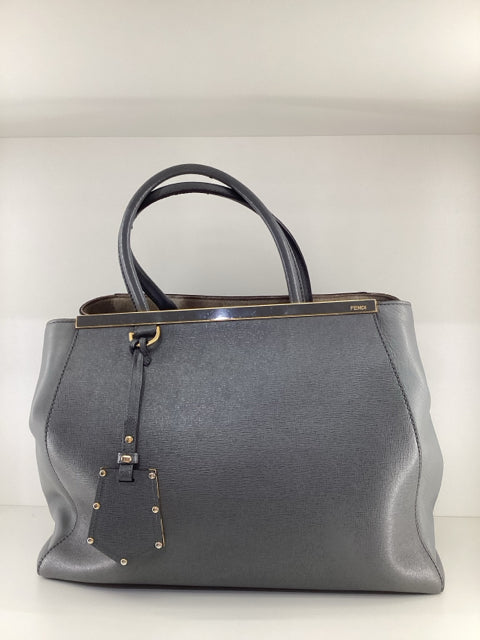 Fendi Grey 2 Jours Leather Tote Shoulder Bag