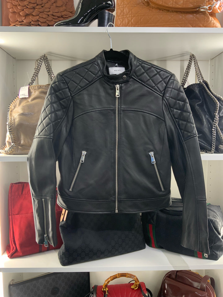 Reiss Jacket Black Leather Size 4