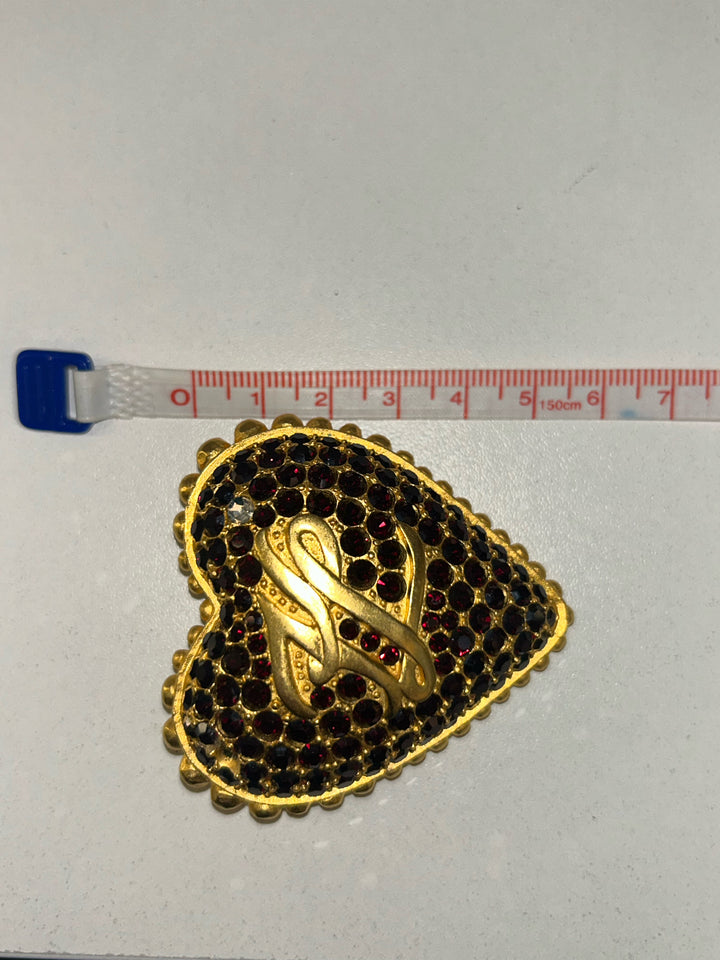 Karl Lagerfeld 3.25" KL Ruby Rhinestone Pin Jewelry