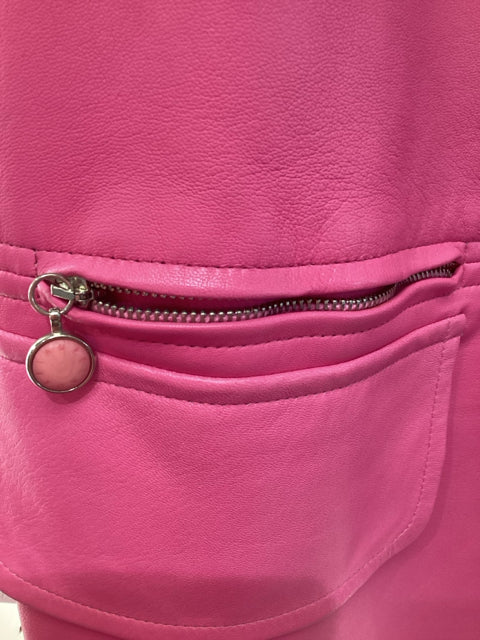 Laurel Sz 36 Pink Leather Car Coat Jacket
