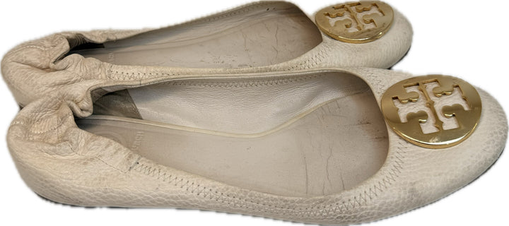 Tory Burch Cream Leather Flats Sz 8