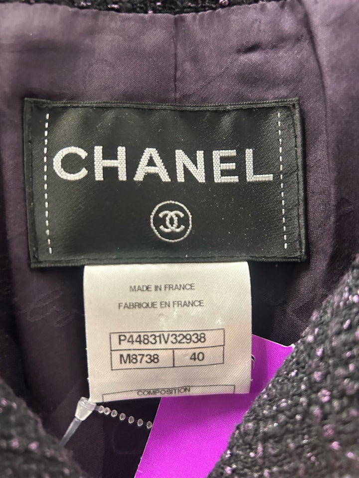 Chanel Purple and Black Boucle Blazer Sz 40