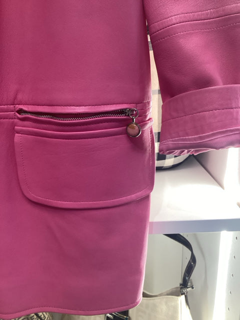 Laurel Sz 36 Pink Leather Car Coat Jacket